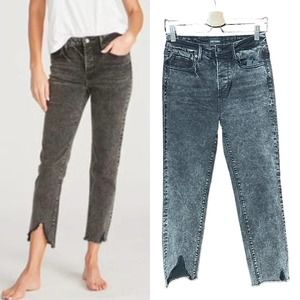 Driftwood Meg High Rise Straight Crop Jeans in Charcoal Black Size 24